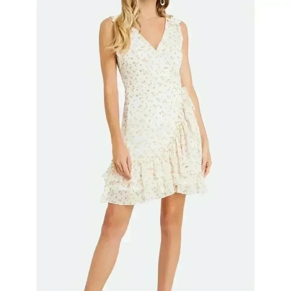 LUSH Printed Sleeveless Wrap Mini Dress Size Small